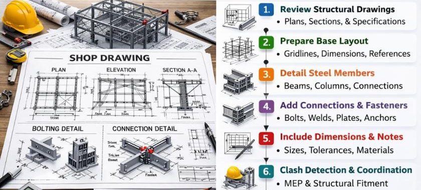 How to Create Shop Drawings for Structural Steel: Step-by-Step Process