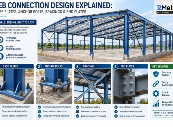 PEB Connection Design Explained Base Plates, Anchor Bolts, Bracings & End Plates