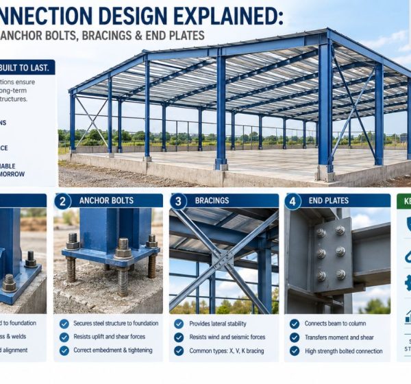 PEB Connection Design Explained Base Plates, Anchor Bolts, Bracings & End Plates